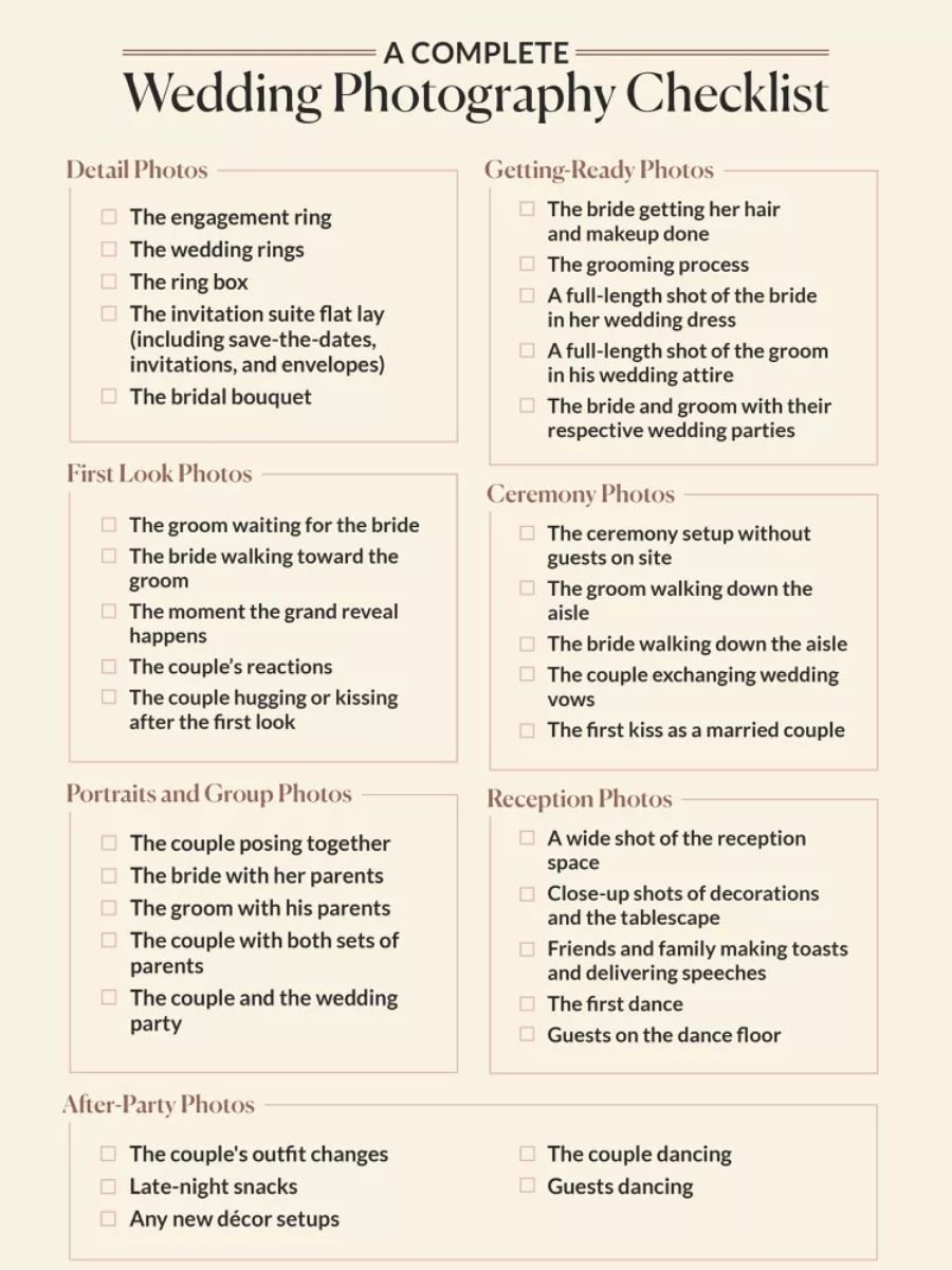 Wedding-Photography Checklist