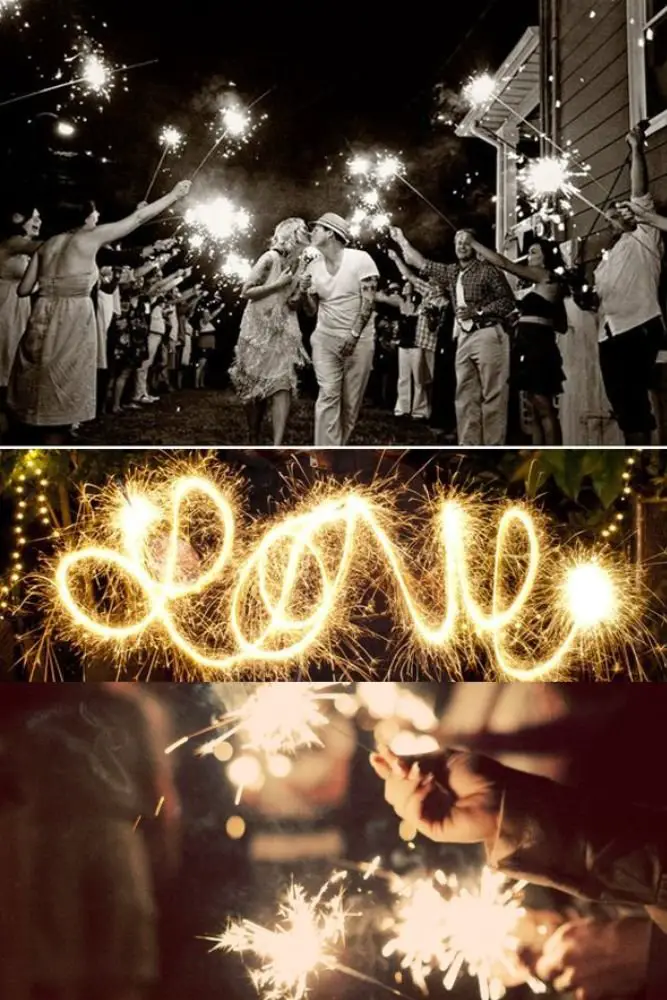 Wedding party exit with sparklers or confetti for a magical and memorable send-off.