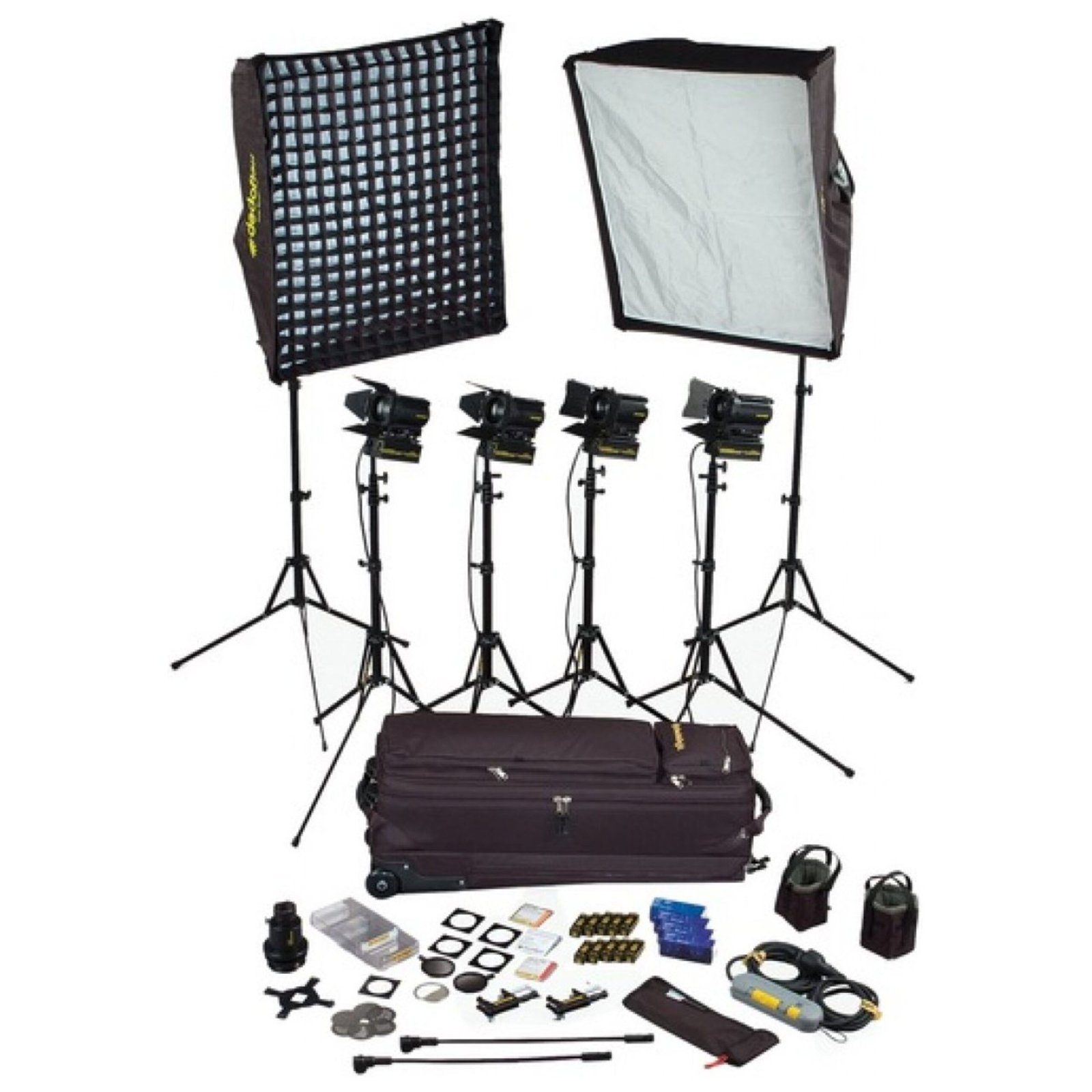 A portable lighting kit with adjustable LED lights, compact and lightweight, perfect for photographers to create well-lit shots in low-light environments.