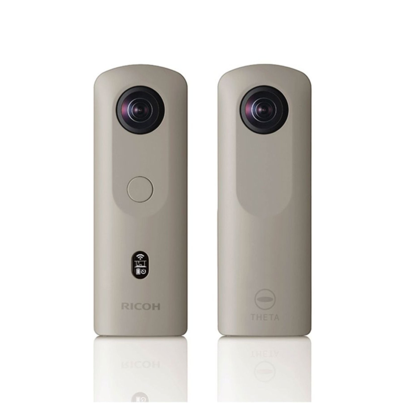  A pair of small 360-degree cameras featuring the same sleek design, highlighting their compact and modern appearance.