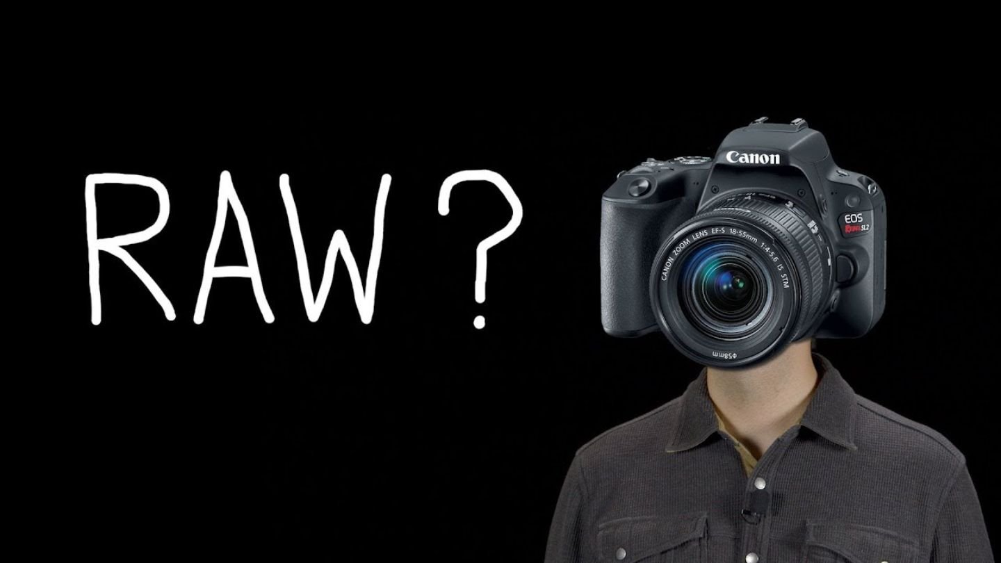 A man sporting a camera on his head, featuring the words "raw?", representing the concept of exposure in photography.