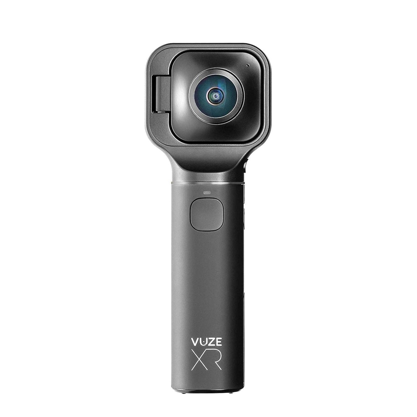 DJI Osmo Action camera displayed on a white background, showcasing its sleek design and 360-degree capabilities.